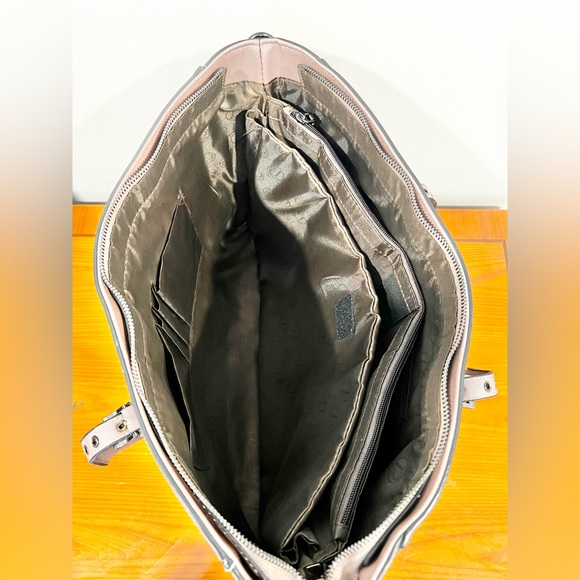 Ease Gave Laptop Tote Bag 15.6” Multi Pockets Padded Leather Mauve Handbag - Picture 5 of 10